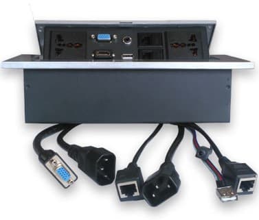 BROBOTIX Caja de Mesa, RJ45 Cat 5e, HDMI, SVGA, USB V2.0, 3.5 mm, Nema 5-15R, Plata, BROBOTIX 005514