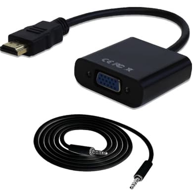 BROBOTIX Convertidor HDMI a VGA, C/Audio 3.5, Negro, BROBOTIX 110964N