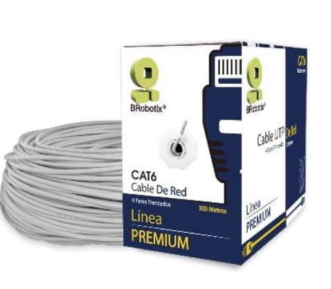 BROBOTIX Bobina UTP, Cat6, 305 m, Interior, Gris, CCA, BROBOTIX 062435