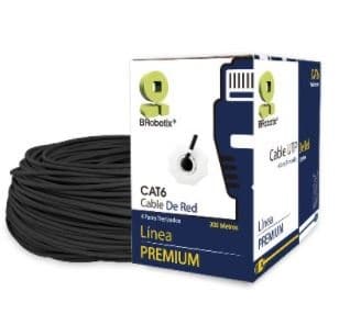 BROBOTIX Bobina UTP, Exterior, Doble Forro, BROBOTIX 171100, 305 m, Negro, Exterior, Cat6, CCA