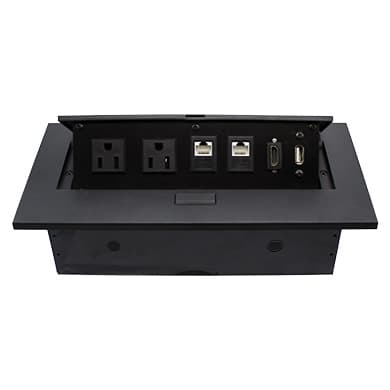 BROBOTIX Caja de Mesa, RJ45 Cat 6, HDMI, USB V2.0, Nema 5-15R, Negro, BROBOTIX 170906