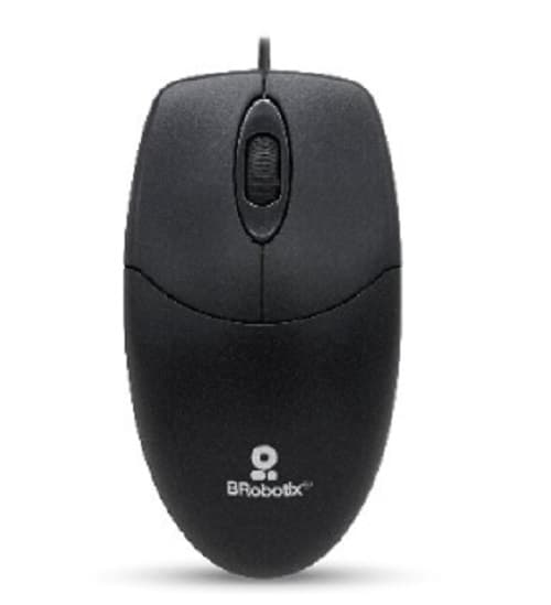BROBOTIX Mouse Básico USB BROBOTIX 497202, Negro, 3 Botones, Alámbrico, Óptico