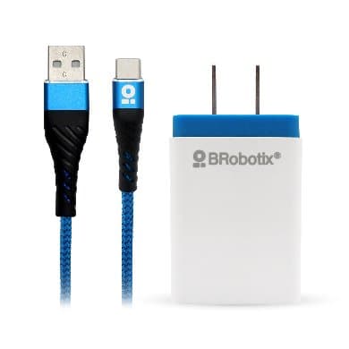 BROBOTIX CARGADOR BROBOTIX USB C/CABLE TIPO C CARGA RÁPIDA 963332, Blanco - Azul, Pared, 5 V, 1 Puerto USB V3.0