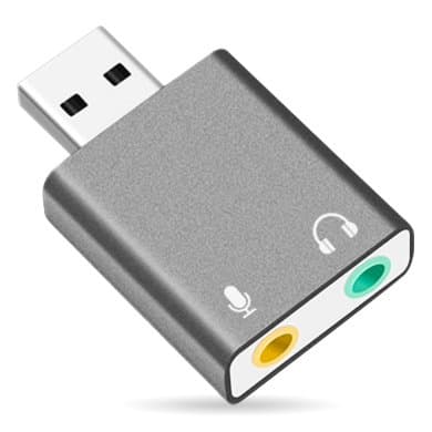 BROBOTIX Convertidor USB V2.0 a Audio 3.5 mm/Auxiliar, 7.1 Canales, Gris plata, 263571 BROBOTIX