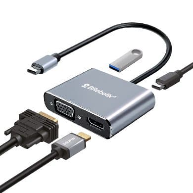 BROBOTIX Docking Station USB C, 4 EN 1, HDMI/USB A/USB C/VGA. BROBOTIX 6000687
