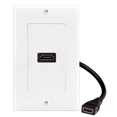 BROBOTIX TAPA - FACEPLATE DE 1 PANEL CON JACK HDMI C/CABLE HEMBRA (PIGTAIL), UNIVERSAL, STANDARD, BLANCO, BROBOTIX 073307
