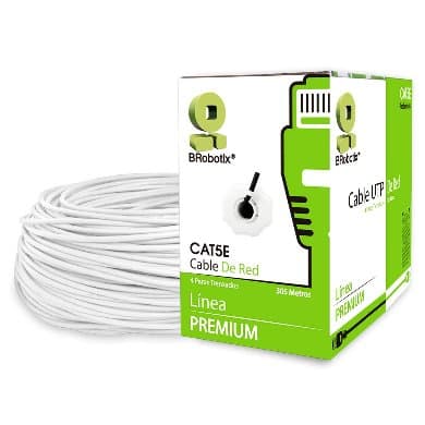 BROBOTIX Bobina UTP, CAT5e, 305 m, Interior, Blanco, CCA, en Caja Protectora, c/Tubo Despachador, Metreada, Ideal p/ RED / CCTV, BROBOTIX 6001684