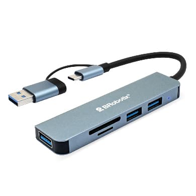 BROBOTIX Docking Station Conector DUAL Tipo USB A&C, V3.0 , 5 en 1, /3 USB/SD/microSD/ BROBOTIX 6005453