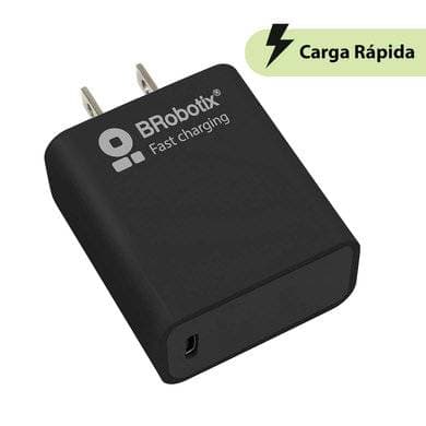 BROBOTIX Cargador Carga Rápida, USB V3.0 20W, 1 Puerto Tipo C, Negro, 6006627, BROBOTIX