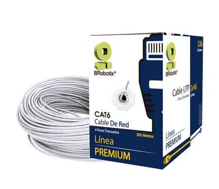 BROBOTIX Bobina UTP, CAT6, 305 m, Interior, Blanco, CCA, en Caja Protectora, c/Tubo Despachador, Metreada, Ideal p/RED / CCTV, BROBOTIX 6006801