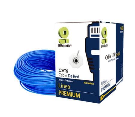 BROBOTIX Bobina UTP, CAT6, 305 m, Interior, Azul, CCA, en Caja Protectora, c/Tubo Despachador, Metreada, Ideal p/RED / CCTV, BROBOTIX 6006795