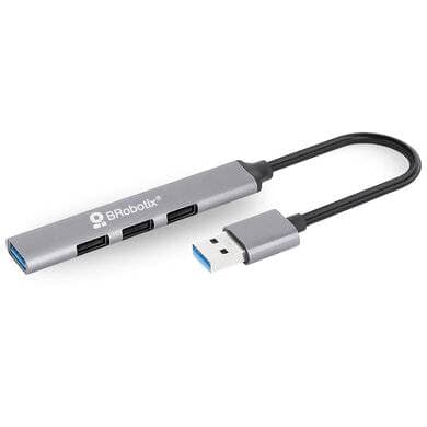 BROBOTIX HUB USB V3.0, 4 PUERTOS CONEXIÓN TIPO A, PLATA 406108, BROBOTIX
