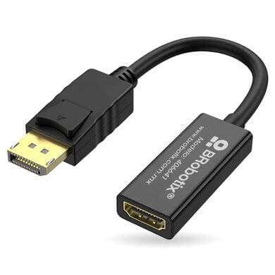 BROBOTIX ADAPTADOR DISPLAYPORT MACHO A HDMI HEMBRA, 15CM, COLOR NEGRO, BROBOTIX 406641
