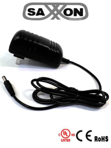 SAXXON SAXXON PSU1202E - Fuente de Poder Regulada de 12 Vcc 2 Amperes/ Con Cable de 1.2 Metros/ Conector Macho/ Especial para Camaras de CCTV/ Usos Multiples