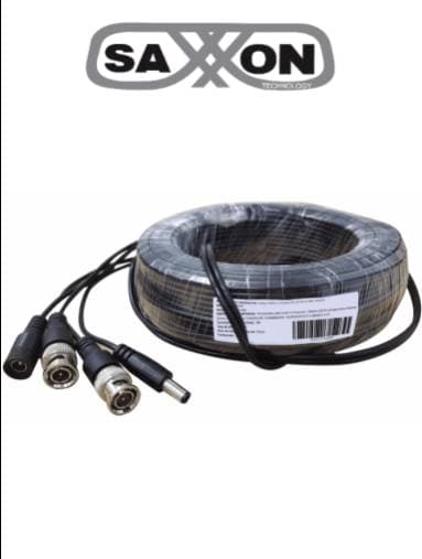 SAXXON SAXXON WB0120C - Cable de 20 Metros Armado para Video y Energia/ Para Camaras Hasta 8 Megapixeles/ con Conectores BNC y de Energía/ Uso Interior/ Cable de