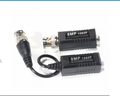SAXXON SAXXON VB-03 Par de transceptores pasivos (Video Baluns) soporta 8MP 4k a 150m, 4MP a 200m, 1080p a 250m, 720p a 300m en CVI. 2 terminales Push