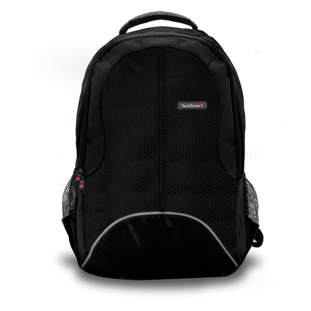 TECHZONE Backpack Eco Sport TechZone, de 15.6 pulgadas, múltiples compartimientos, costuras y asas reforzadas, garantía limitada de por vida.
