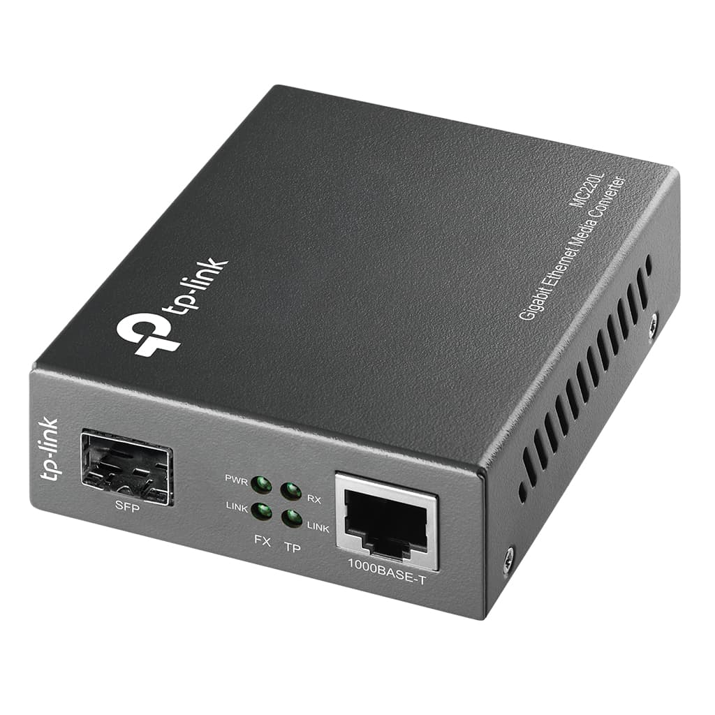 TP-LINK CONVERTIDOR MULTIMEDIA SFP GIGABIT TP-LINK MC220L CON PUERTO FX COMPATIBLE CON HOT-SWAPPABLE