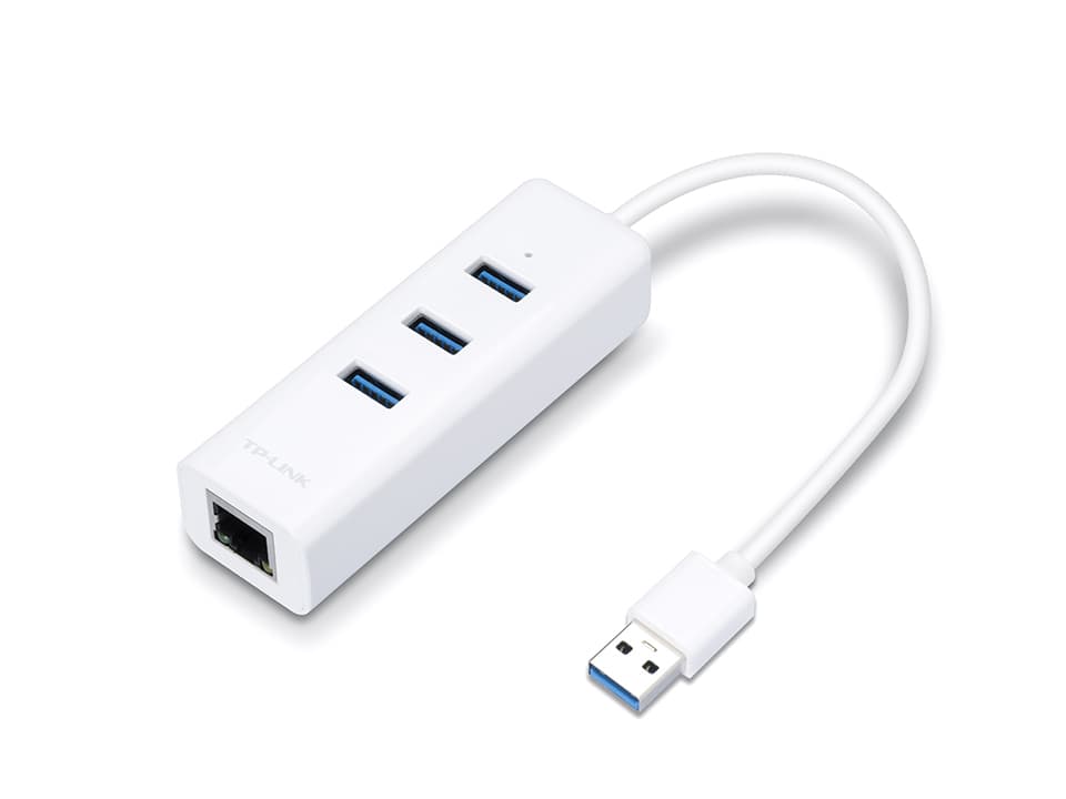 TP-LINK Adaptador USB 2 en 1 con Hub de 3 Puertos USB 3.0 y Adaptador Ethernet Gigabit (UE330)