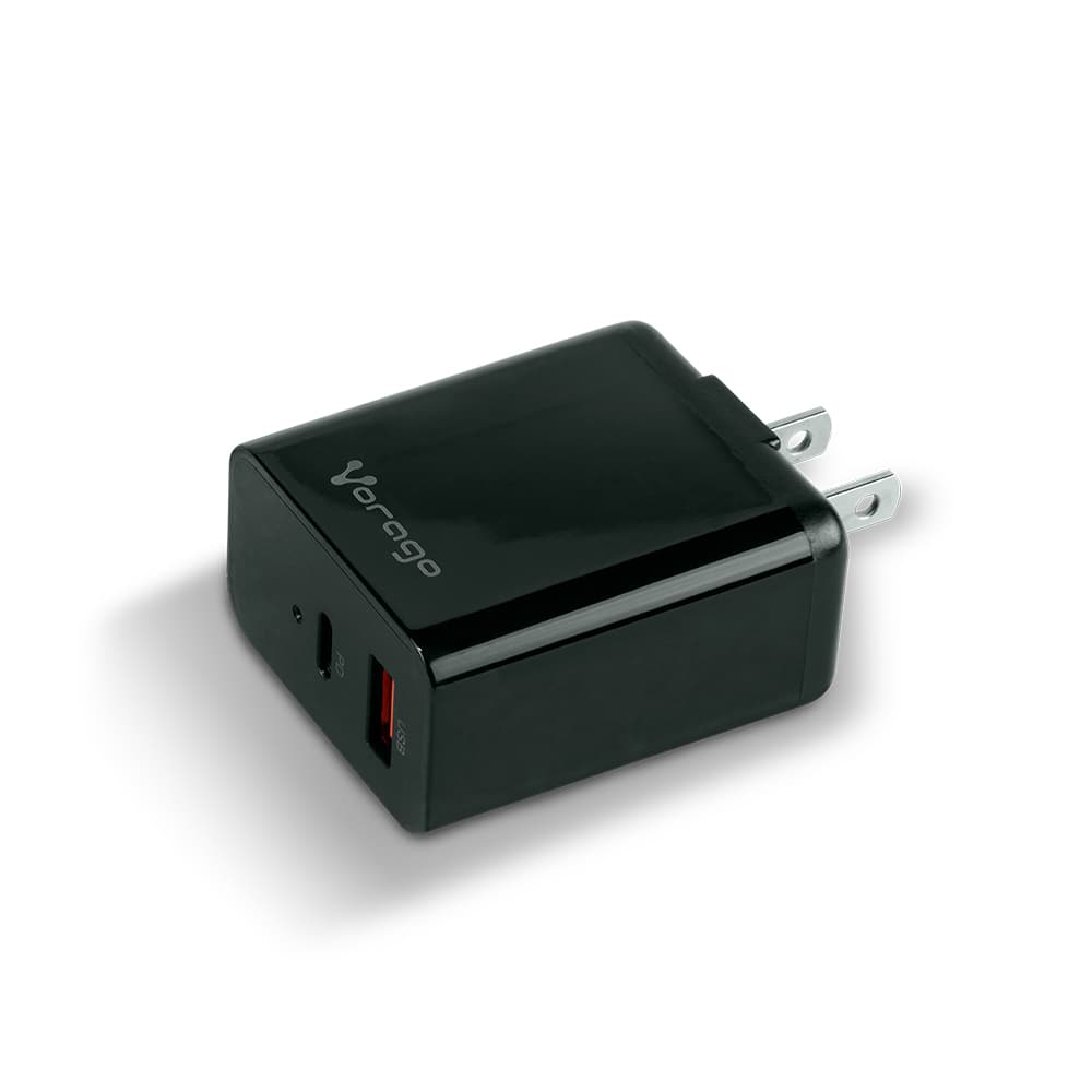 VORAGO Cargador para pared. Vorago AU-350-BK negro. quick charge/ cargador de pared / Negro. Quick charce 3.0A PD 20w USB A y tipo C negro