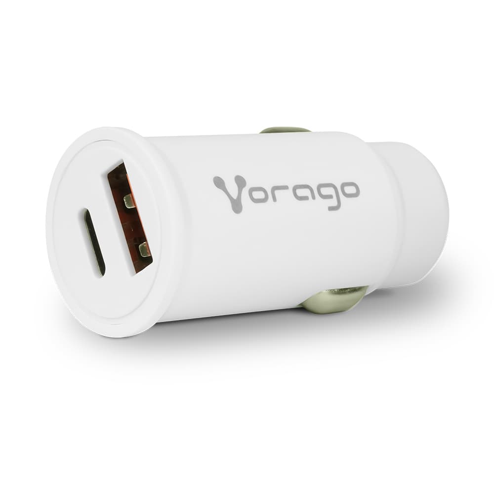 VORAGO CARGADOR PARA AUTO VORAGO AU-305-WH TIPO C PD 20W Y USB A QUICK CHARGE 3.0 BLANCO