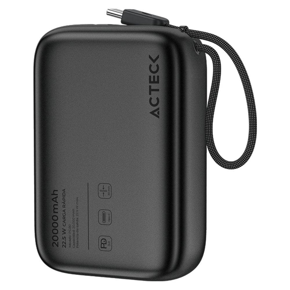 ACTECK Cargador Powerbank Acteck Energon GO Plug Max PG80 Cargador Powerbank 20,000 mAh
