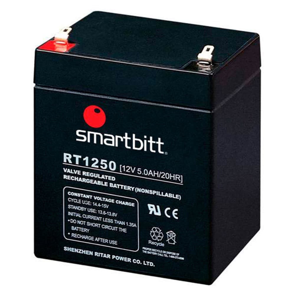 SMARTBITT Batería de Reemplazo SMARTBITT SBBA12-5, Negro, 12 V, 5 Año(s), 5 AH, Plomo-ácido