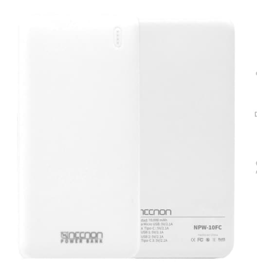 NECNON Power Bank NPW-10FC Necnon 10000mAh Carga 2.1A 2 A 3 Cargas