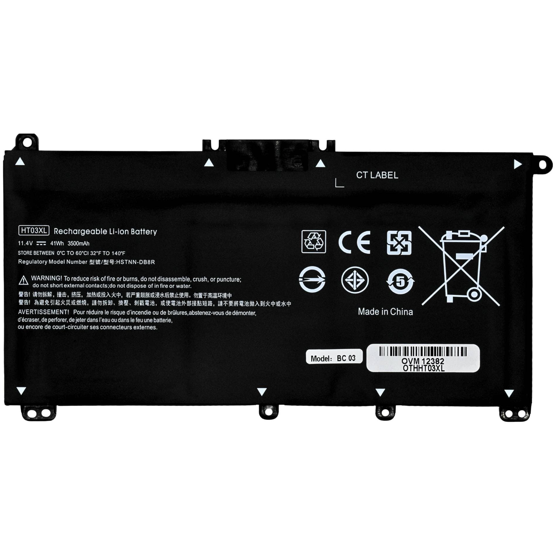 OVALTECH Bateria para Laptop OTHHT03XL OVALTECH Polimero 11.55V 41.9Wh/3630mAh para HP 14-CE 14-CF 14-cm 14-CK 14-DF 14-MA 15-DA 15-CS 15-DB HP 240 245 250