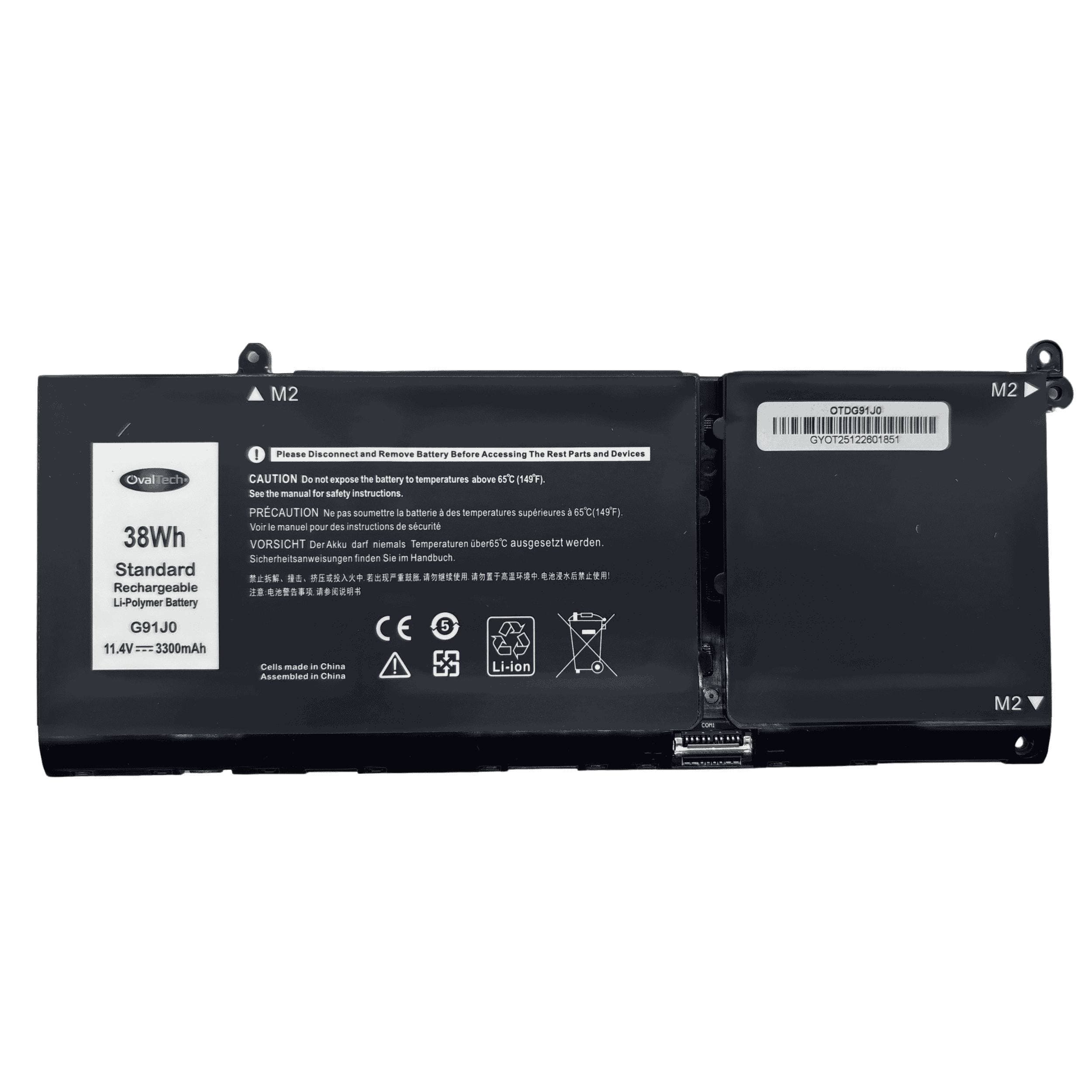 OVALTECH OTDG91J0 Bateria Interna (P) 11.25V 41WH para Dell Latitude 3320 3330 3420 3520 Inspiron 3510 3511 G91J0 Marca Ovaltech
