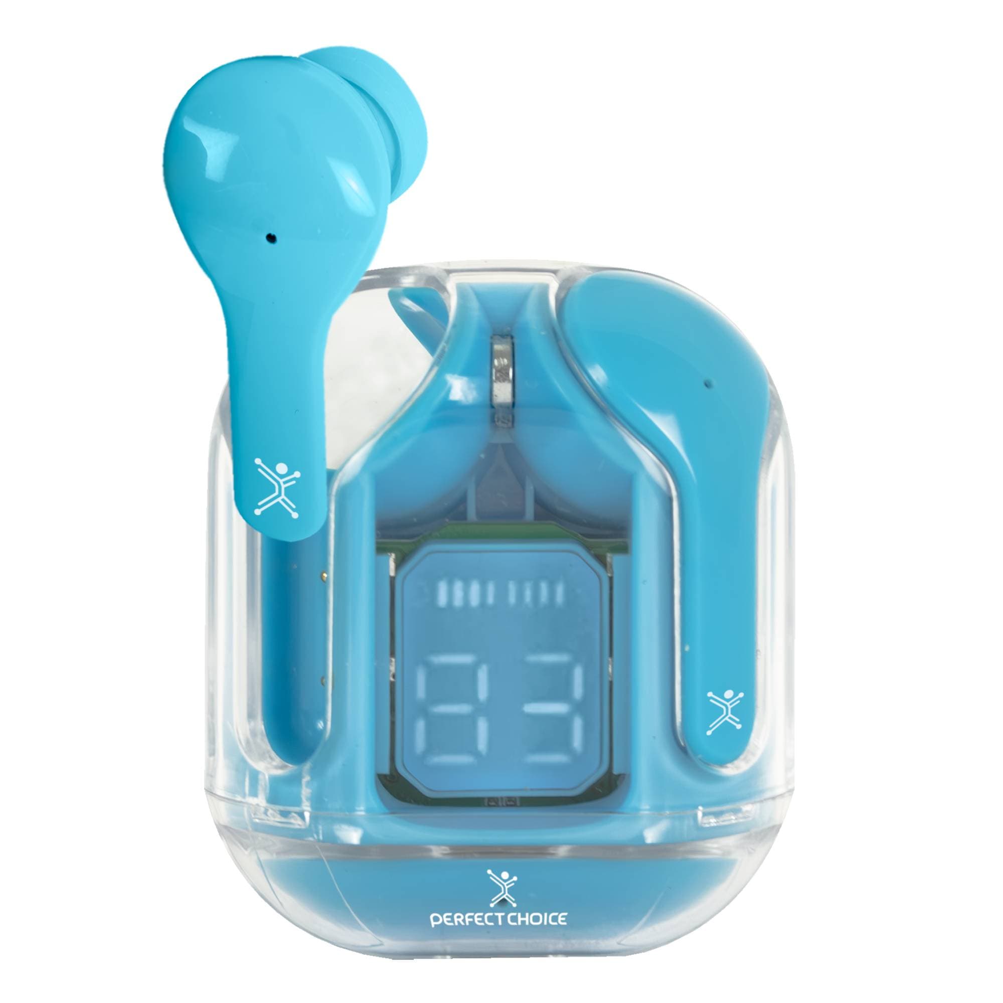 PERFECT CHOICE Audífonos Inalámbricos Bluetooth Transparentes ClearBeat Color Cerúleo | PERFECT CHOICE