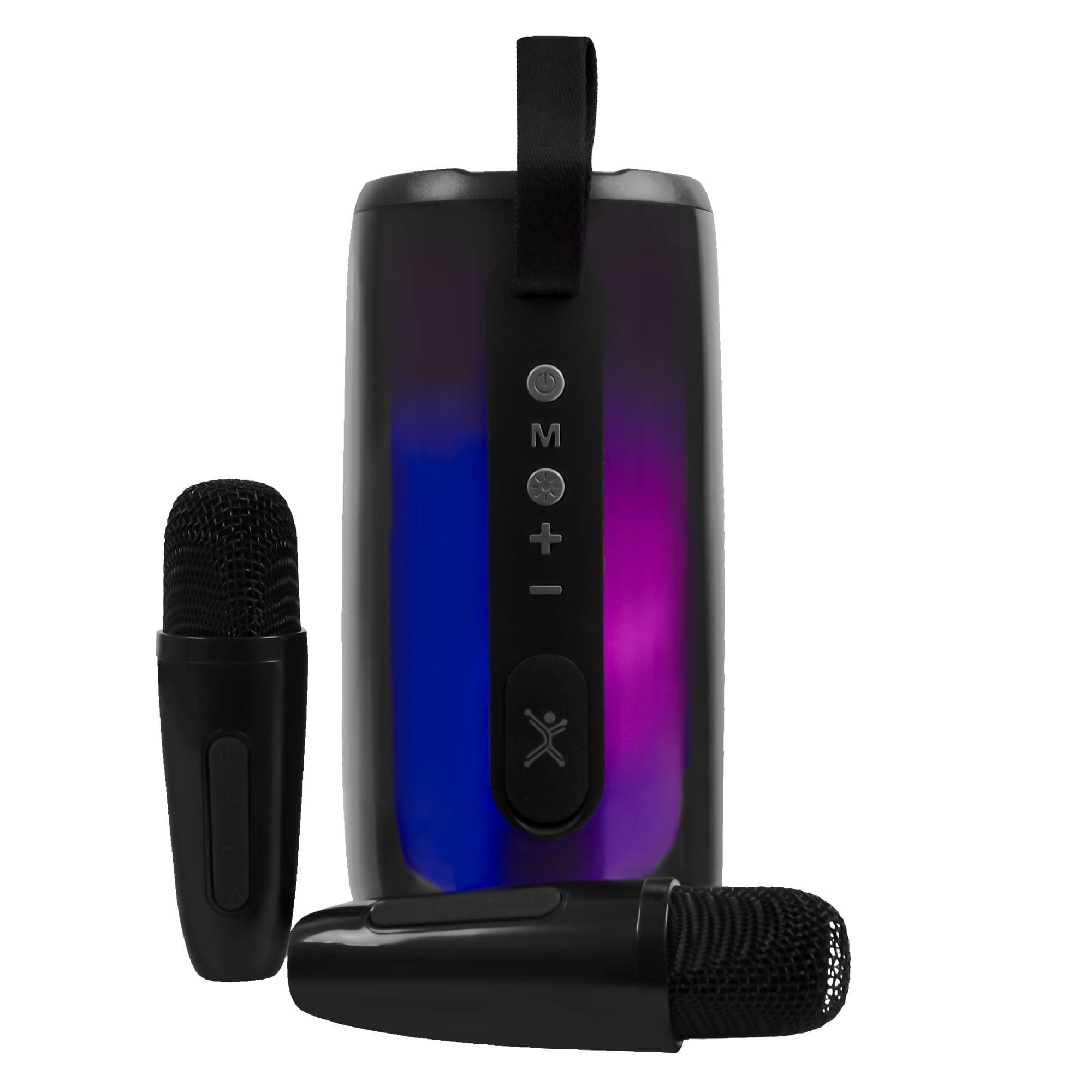 PERFECT CHOICE Bocina portátil transparente con micrófonos 15W Contra Agua Cosmo Color Negro | PERFECT CHOICE