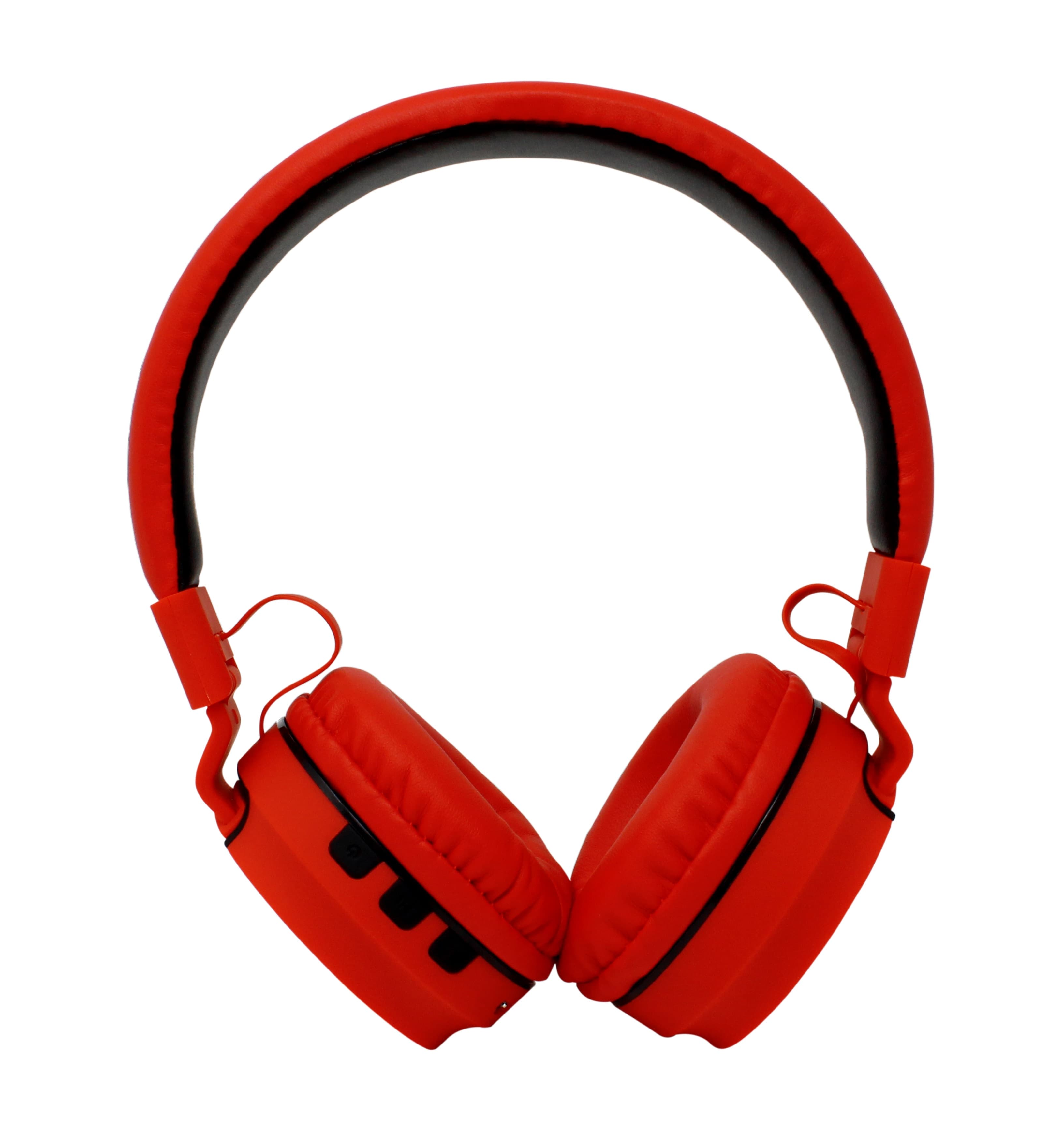 NECNON AUDIFONOS OVER-EAR BLUETOOTH NBH-05 MEGA BASS RADIO FM MICRO SD 3.5MML MANOS LIBRES RUBBERIZED ROJO