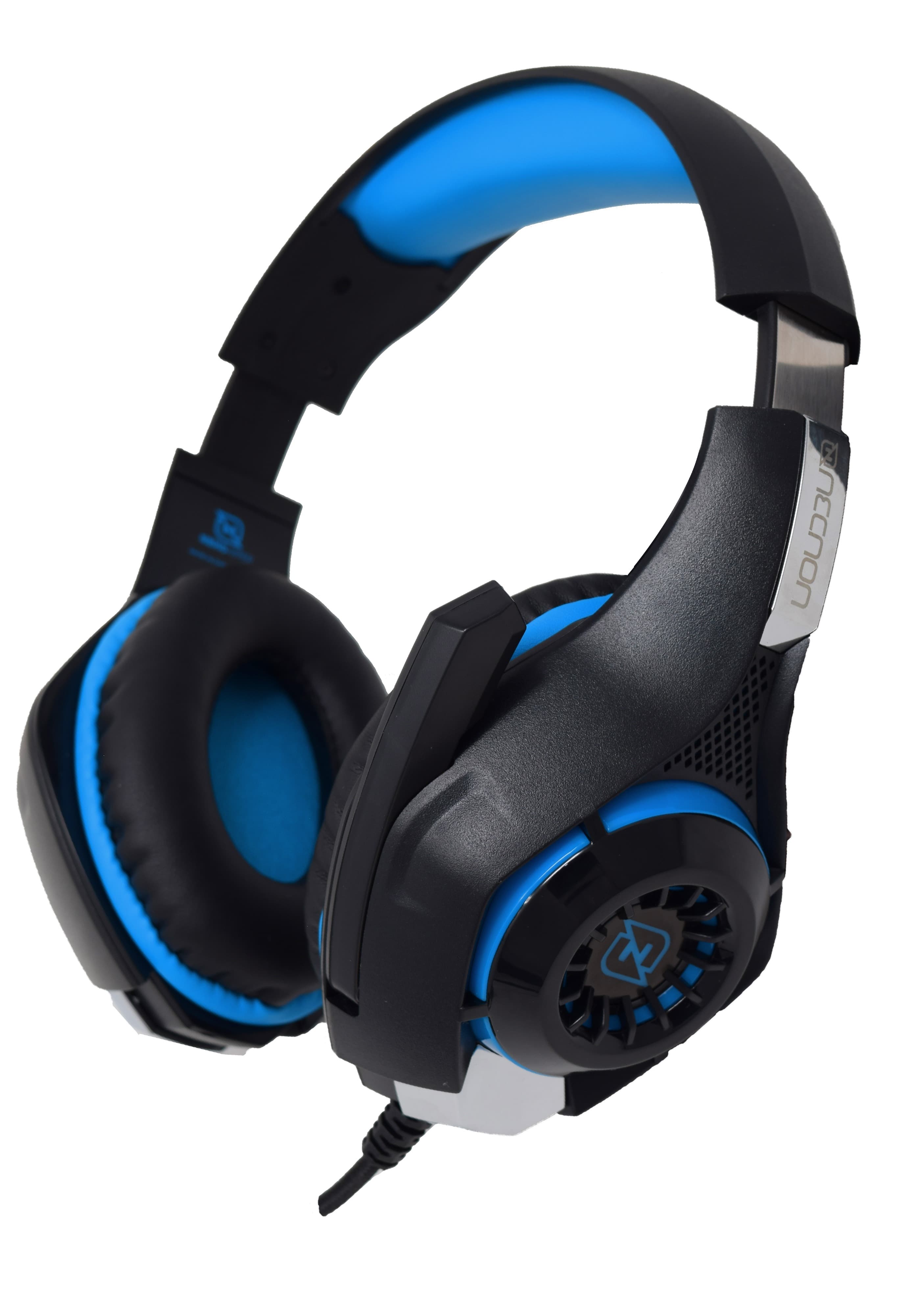 NECNON HEADSET GAMING OVER-EAR NBHG VIPER LED ALAMBRICO DIADEMA FLEXIBLE MICROFONO 3.5MM USB PC CONSOLAS CELULAR INC ADAPTADOR MEGABASS AZUL