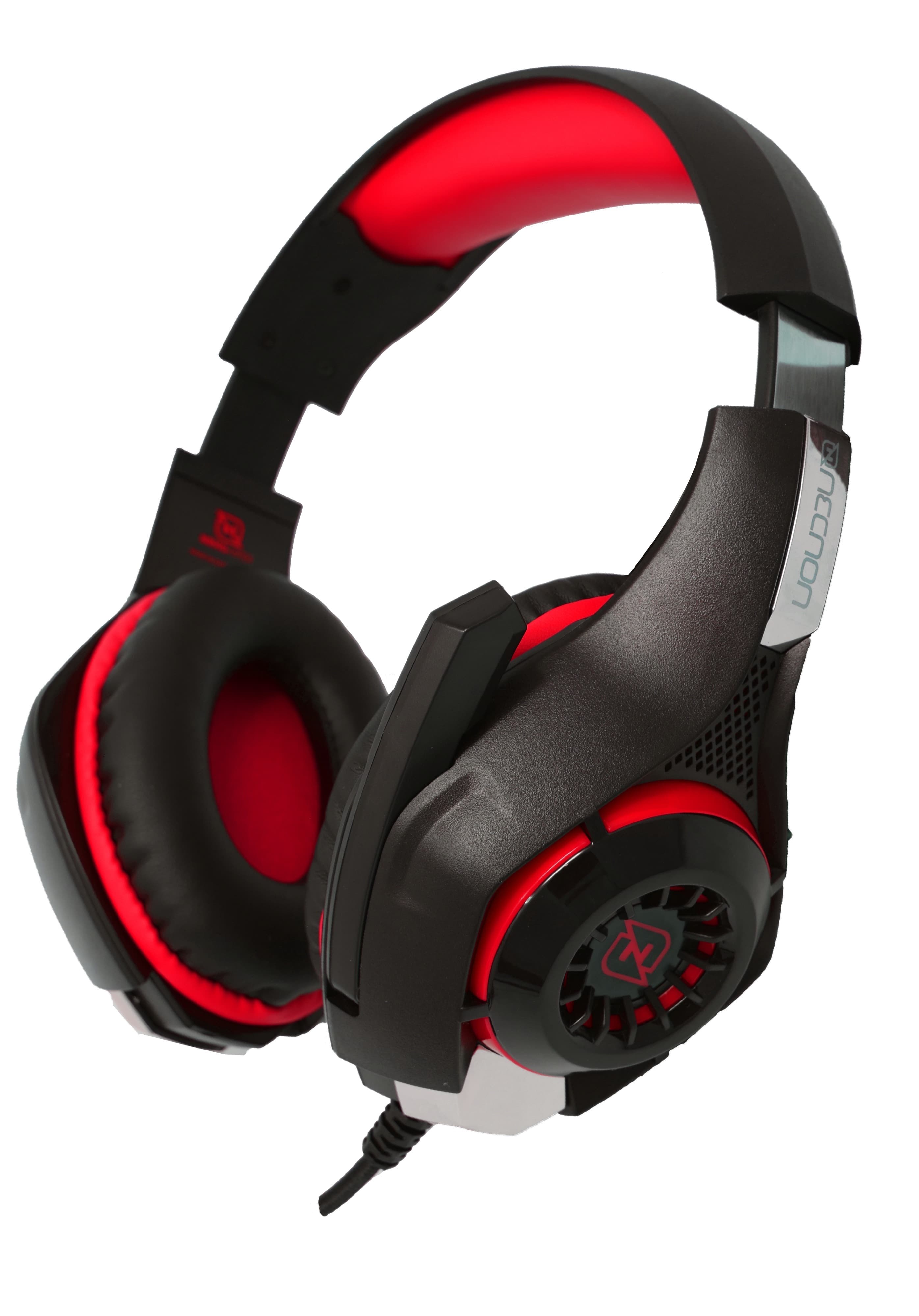 NECNON HEADSET GAMING OVER-EAR NBHG VIPER LED ALAMBRICO DIADEMA FLEXIBLE MICROFONO 3.5MM USB PC CONSOLAS CELULAR INC ADAPTADOR MEGABASS ROJO