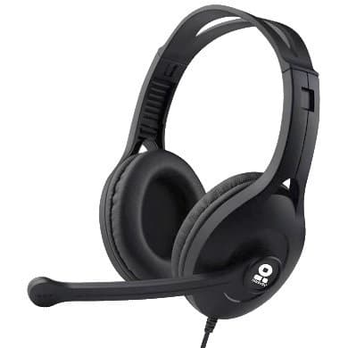 BROBOTIX Diadema con Micrófono, Negro, Alámbrico, 3.5mm, Ajustable, Almohadillas acolchadas, C/Control de Volúmen, BRobotix, 651305