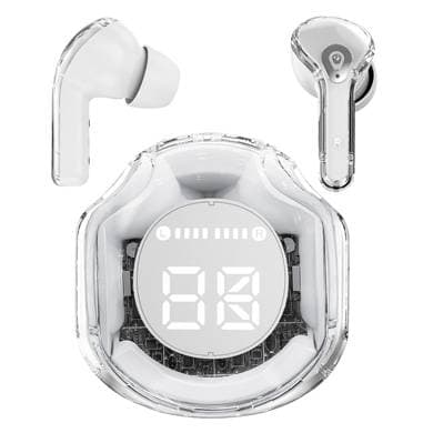 BROBOTIX AUDIFONO BLUETOOTH TWS V5.3, MODELO MOON, EARBUDS, IN-EAR, LED DIGITAL, CONTROL TÁCTIL, UNIVERSAL, BLANCO, 6005842