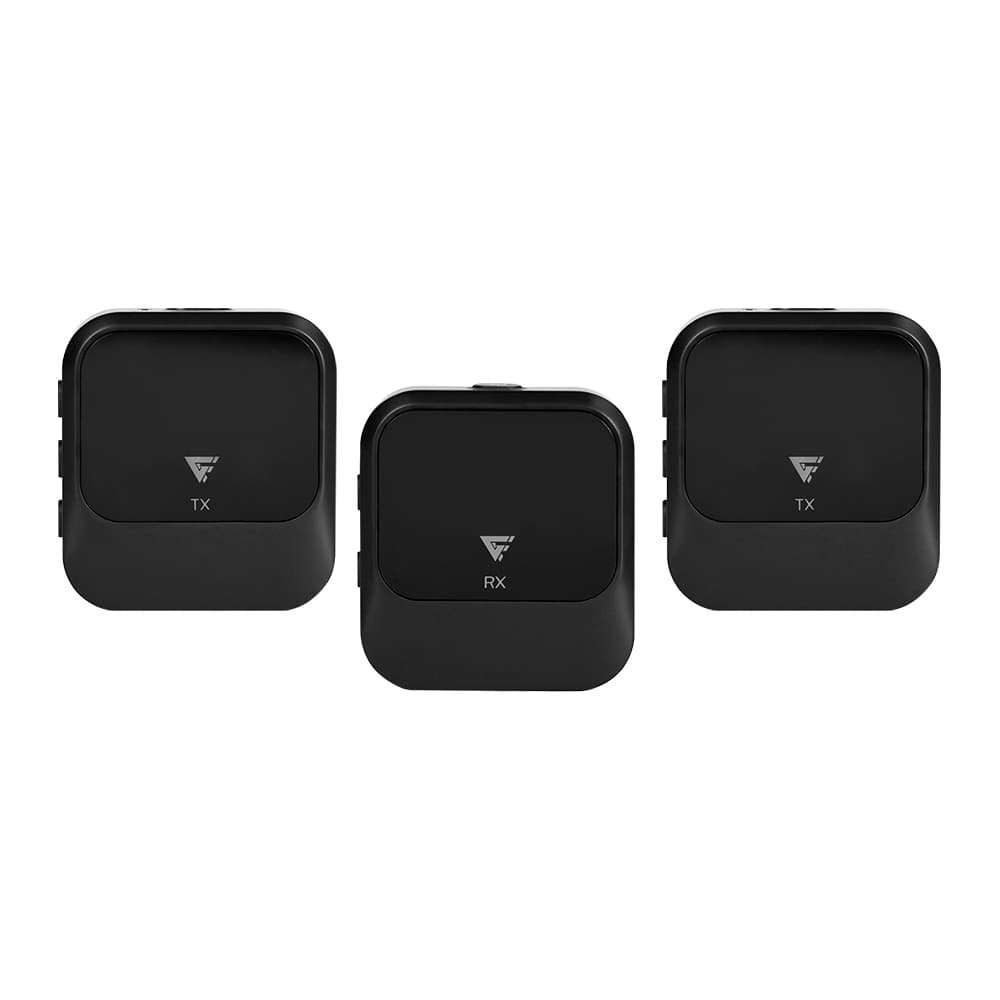 GAME FACTOR KIT 2 MICRÓFONOS LAVALIER GAME FACTOR MCL650 USB C, 2.4GHz, ULTRA BAJA LAT, CANC DE RUIDO, NEGRO.