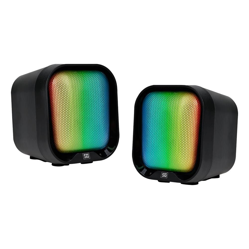 VORAGO Bocina Vorago SPK-109 8 modos de iluminación RGB, Tamaño compacto con 2W RMS cada bocina