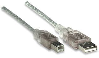 MANHATTAN 333405 Cable para Dispositivos USB B de Alta Velocidad, USB tipo A macho a USB tipo B macho Color Plata.