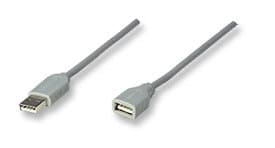 MANHATTAN 165211 Cable de Extensión USB, A Macho/ A Hembra, 1.8 m, Gris