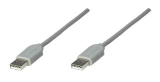 MANHATTAN 317887 Cable USB A a A, gris, 1.8 m. onecta un hub o dispositivo USB a un hub USB o a una computadora compatible USB