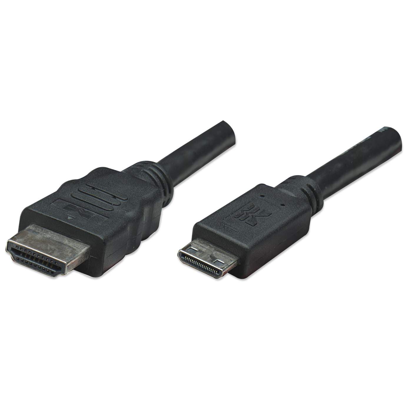 MANHATTAN 304955 Cable Mini HDMI macho a HDMI macho, Blindado, Negro,1.8 mts, Soporta una resolución de 4K, video en 3D y color intenso.