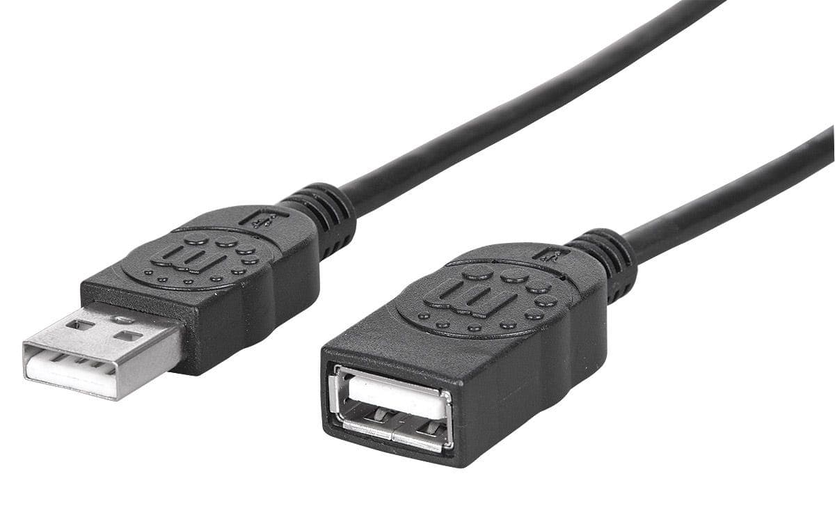 MANHATTAN Cable de Extensión USB2.0 de alta velocidad (338653) Manhattan USB 2-0 A Macho / A Hembra, 480 Mbps, 1.8m. Color negro
