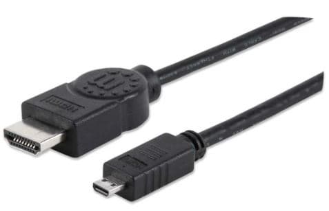 MANHATTAN 324427 Cable HDMI Macho a micro HDMI Macho, Blindado, Negro, 2 m; resolucion 4K a 30Hz.