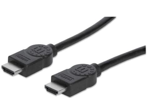 MANHATTAN 323246 Cable HDMI Macho a Macho, Blindado, Negro, 10 m; Con canal Ethernet, Canal de Audio de Retorno, Vídeo en 3D y Color Profundo.