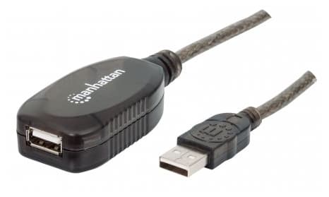 MANHATTAN 151573 Cable de Extensión Activa USB de Alta Velocidad USB A Macho / USB A Hembra, 10 m; Repetidor integrado V2.0