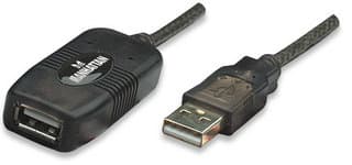 MANHATTAN 150958 Cable de Extensión Activa USB de Alta Velocidad USBA Macho/ A Hembra, 20m, con repetidor incluido.