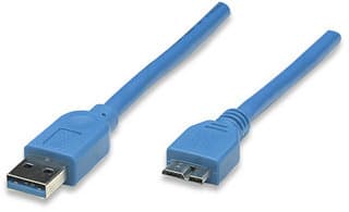 MANHATTAN 325424 Cable para Dispositivos USB Micro-B de SúperVelocidad; USB 3.2 Gen 1, A Macho/ SuperSpeed Micro-B Macho, 5 Gbps, 2 m, Azul