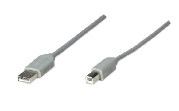 MANHATTAN 341028 CABLE usb para impresora; 5m color Gris. USB 1.1 tipo A macho a USB 1.1 tipo B macho.